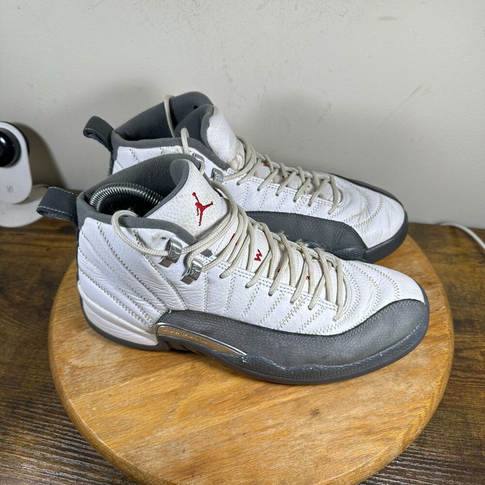 Nike Air Jordan 12 Retro White Dark Grey Shoes‎ Men's Size 9 130690-160